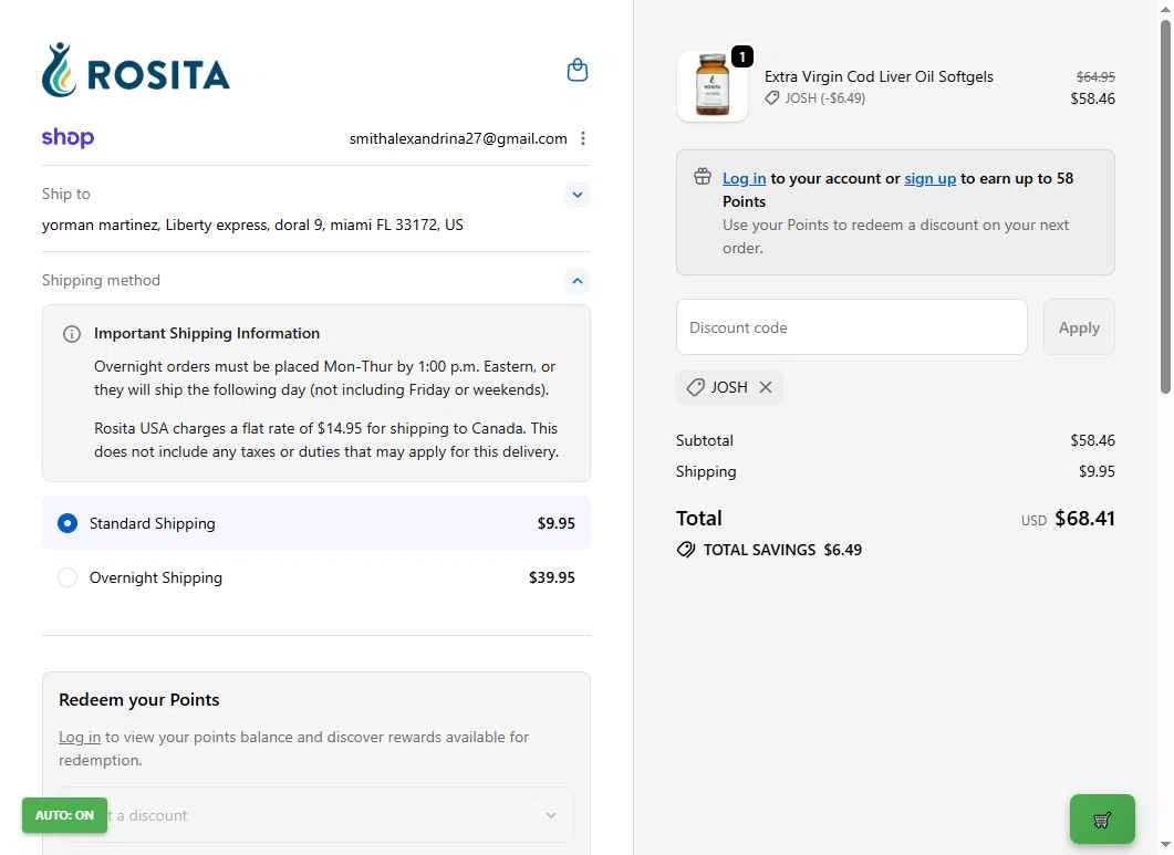 Rosita checkout page showing Rosita discount code box | Screenshot taken by SimplyCodes community member on Dec 30, 2025