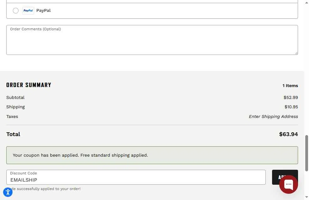 ROTHCO checkout page showing ROTHCO promo code box | Screenshot taken by SimplyCodes community member on Jan 11, 2026