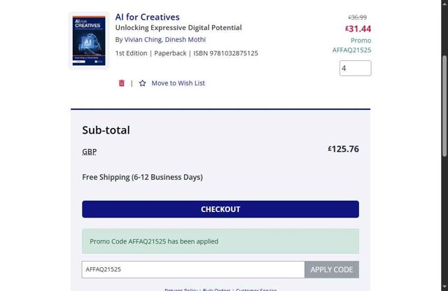 Routledge checkout page showing Routledge promo code box | Screenshot taken by SimplyCodes community member on May 10, 2025