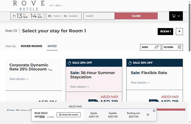 Rove Hotels checkout page showing Rove Hotels promo code box | Screenshot taken by SimplyCodes community member on Jun 12, 2025