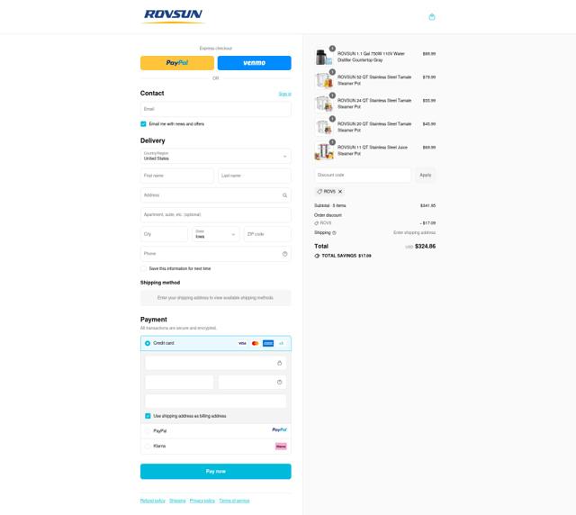 Rovsun checkout page showing Rovsun discount code box | Screenshot taken by SimplyCodes community member on Sep 16, 2025