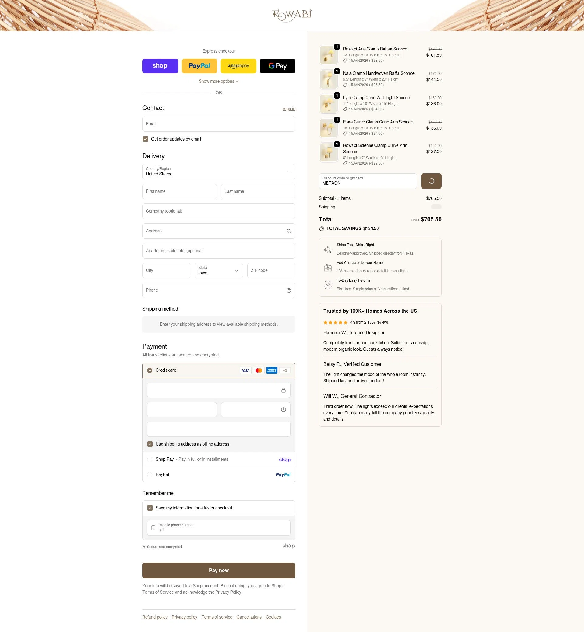 Rowabi checkout page showing Rowabi discount code box | Screenshot taken by SimplyCodes community member on Jan 26, 2026