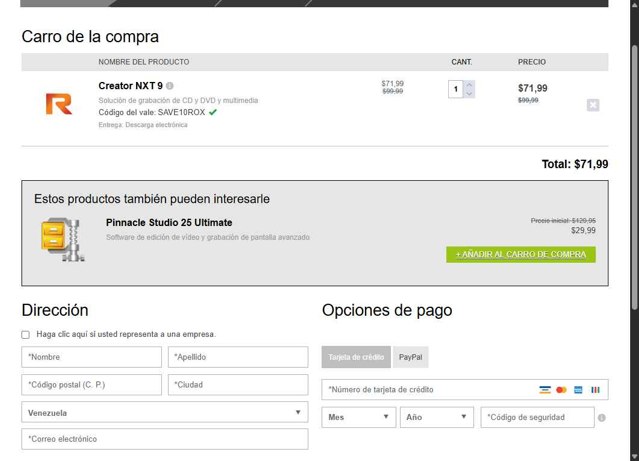 Roxio checkout page showing Roxio coupon code box | Screenshot taken by SimplyCodes community member on Jul 29, 2025