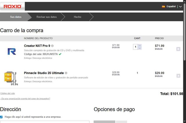 Roxio checkout page showing Roxio coupon code box | Screenshot taken by SimplyCodes community member on Jul 8, 2025