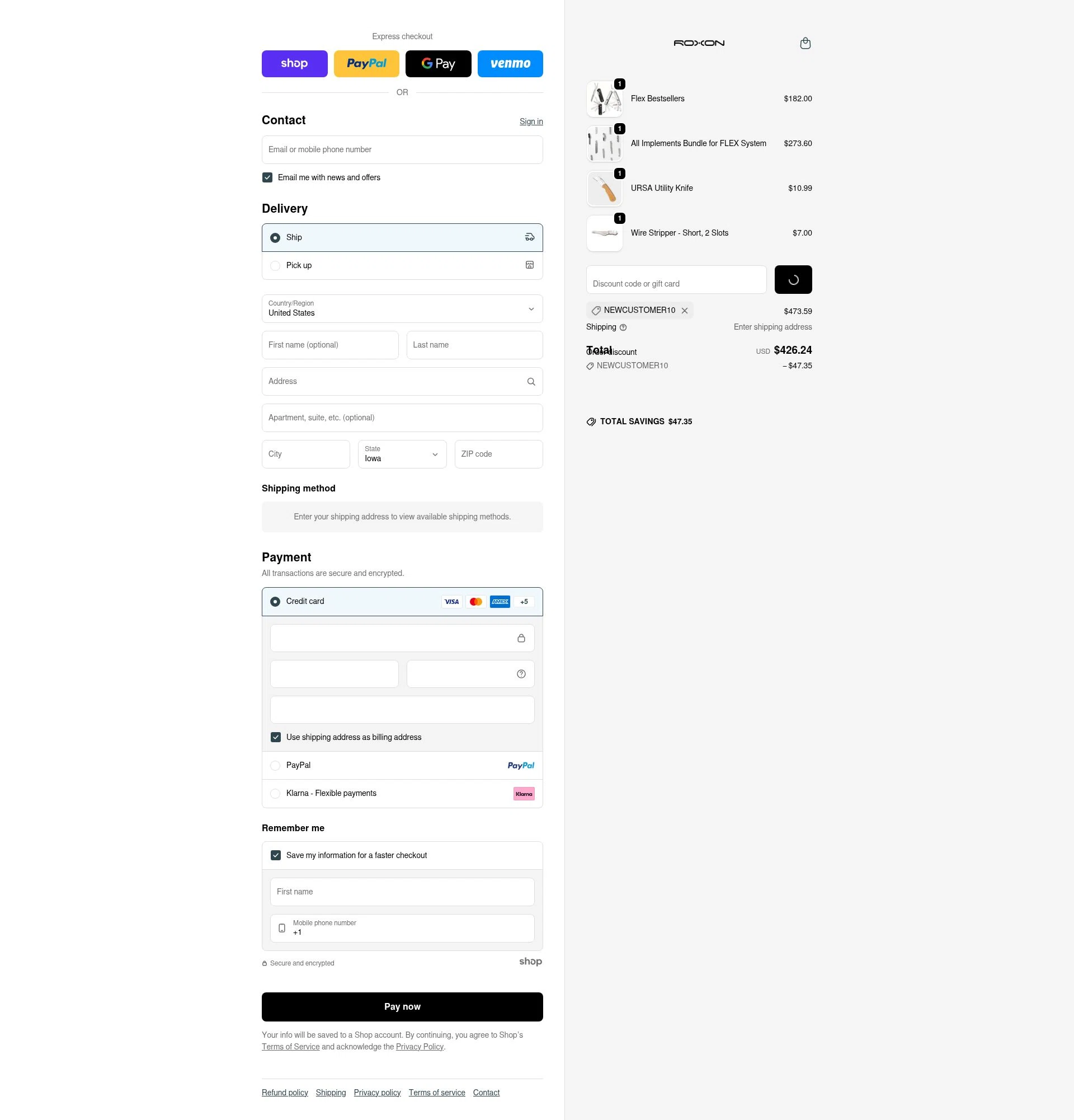 ROXON checkout page showing ROXON discount code box | Screenshot taken by SimplyCodes community member on Jan 23, 2026