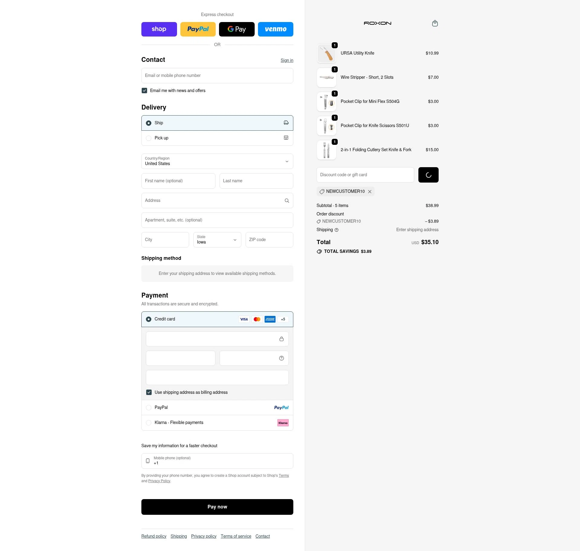 ROXON checkout page showing ROXON discount code box | Screenshot taken by SimplyCodes community member on Feb 5, 2026