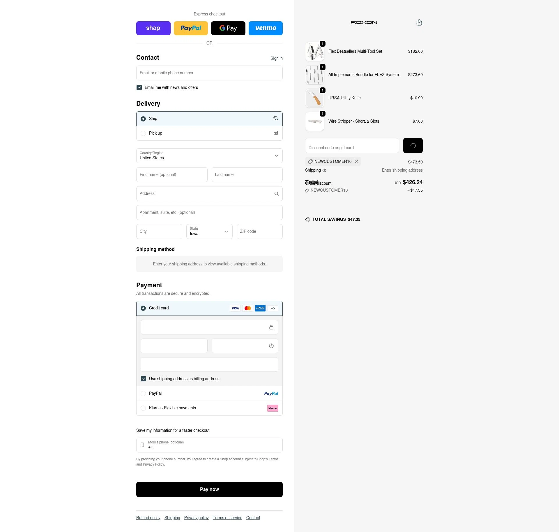 ROXON checkout page showing ROXON discount code box | Screenshot taken by SimplyCodes community member on Feb 1, 2026