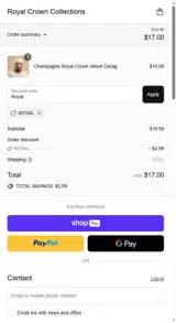 Royal coupon verification screenshot