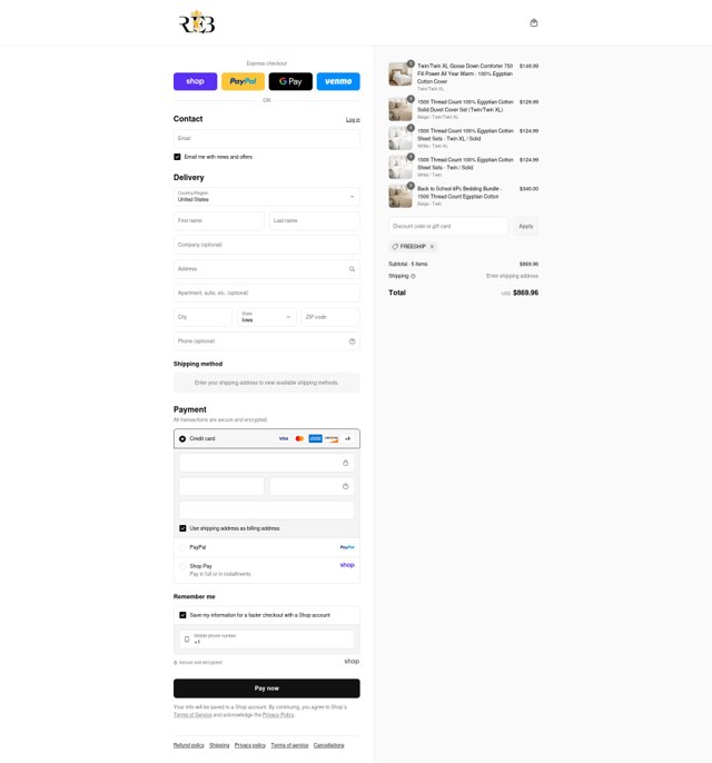 Royal Egyptian Bedding checkout page showing Royal Egyptian Bedding coupon code box | Screenshot taken by SimplyCodes community member on Sep 1, 2025