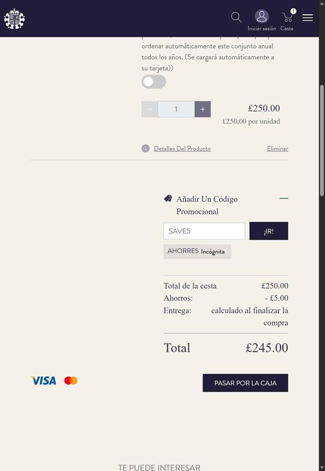 The Royal Mint checkout page showing The Royal Mint promo code box | Screenshot taken by SimplyCodes community member on Aug 21, 2025