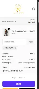 ROYALTY coupon verification screenshot