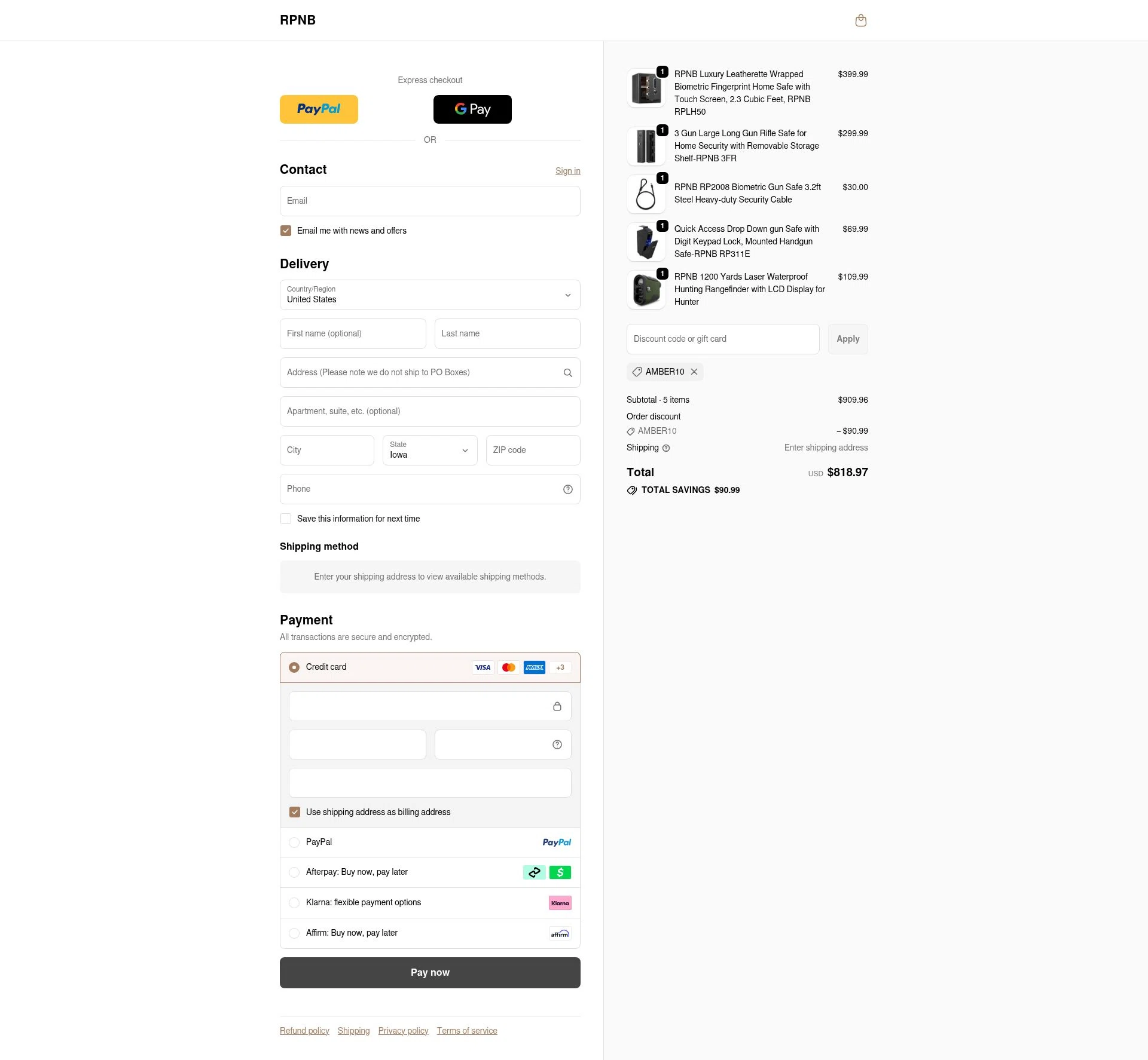 RPNB Safe checkout page showing RPNB Safe coupon code box | Screenshot taken by SimplyCodes community member on Jan 8, 2026