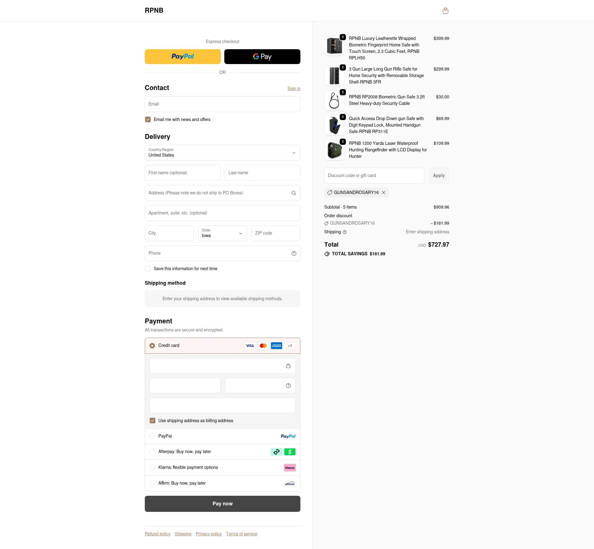 RPNB Safe checkout page showing RPNB Safe coupon code box | Screenshot taken by SimplyCodes community member on Jan 8, 2026