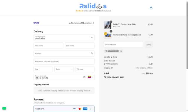 Rslides checkout page showing Rslides discount code box | Screenshot taken by SimplyCodes community member on Sep 14, 2025