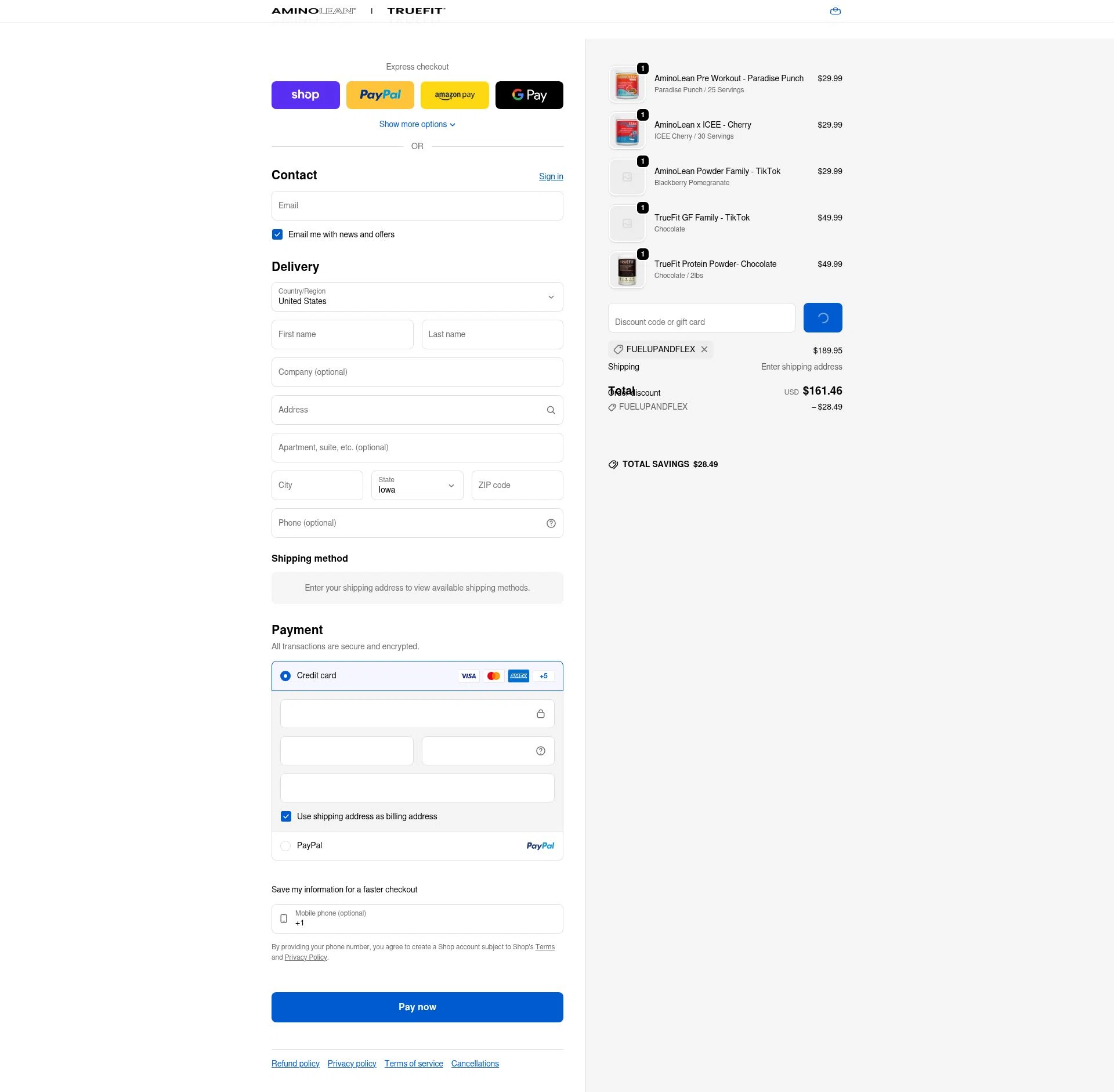 RSP Nutrition checkout page showing RSP Nutrition promo code box | Screenshot taken by SimplyCodes community member on Feb 10, 2026