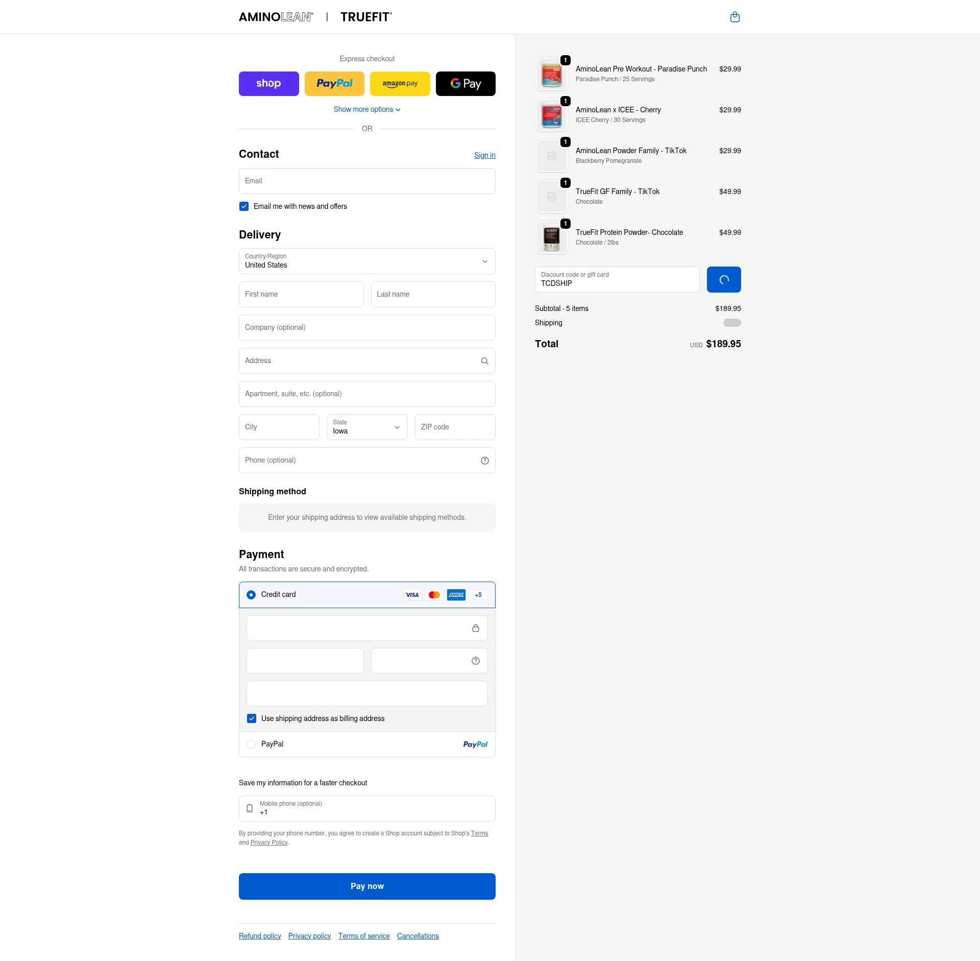 RSP Nutrition checkout page showing RSP Nutrition promo code box | Screenshot taken by SimplyCodes community member on Feb 1, 2026