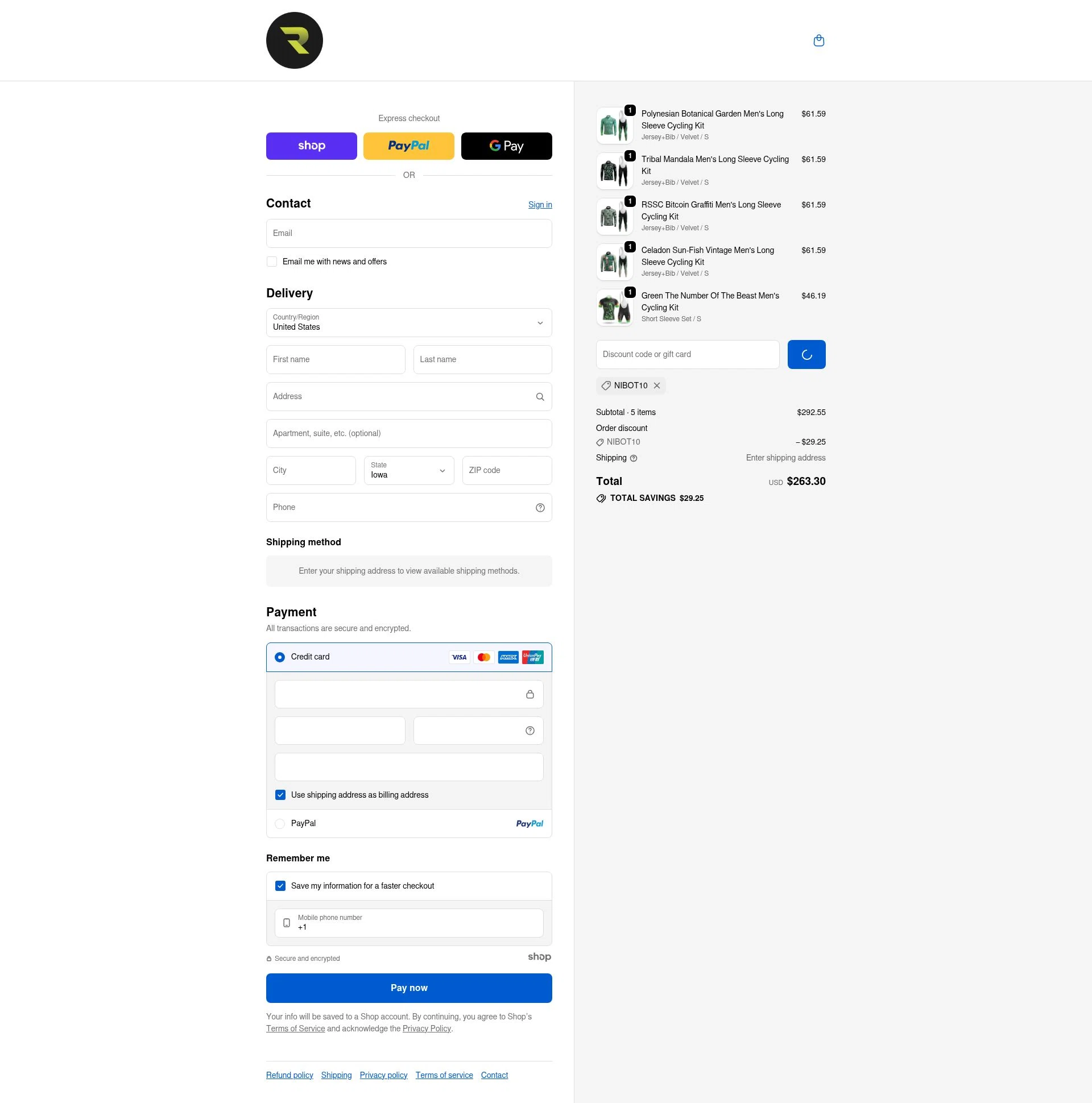 RSSC Sports checkout page showing RSSC Sports discount code box | Screenshot taken by SimplyCodes community member on Dec 24, 2025
