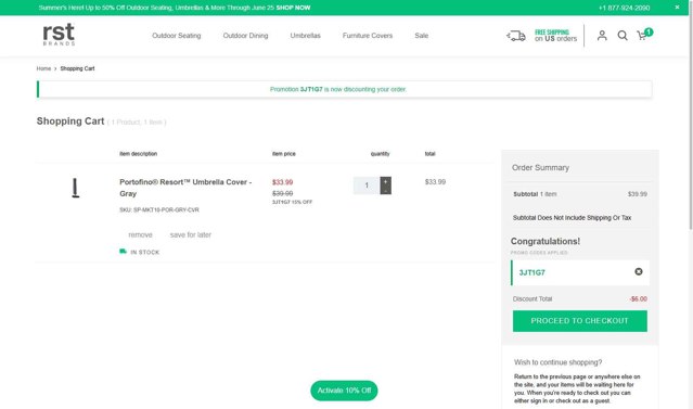 RST Brands checkout page showing RST Brands coupon code box | Screenshot taken by SimplyCodes community member on Jun 26, 2025