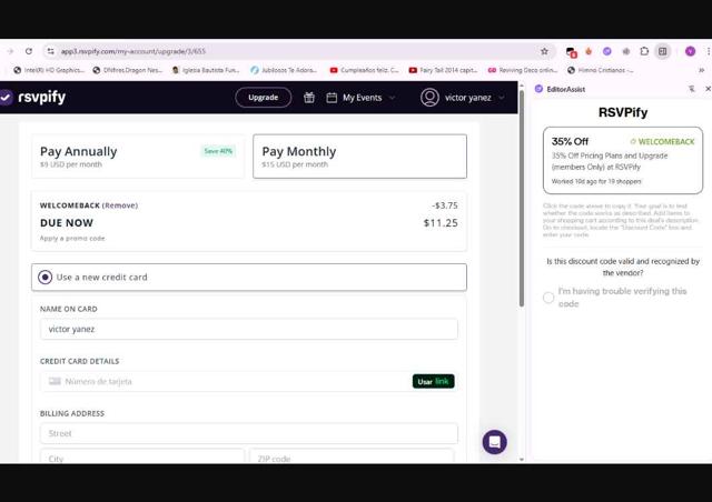 RSVPify checkout page showing RSVPify promo code box | Screenshot taken by SimplyCodes community member on Jun 6, 2025