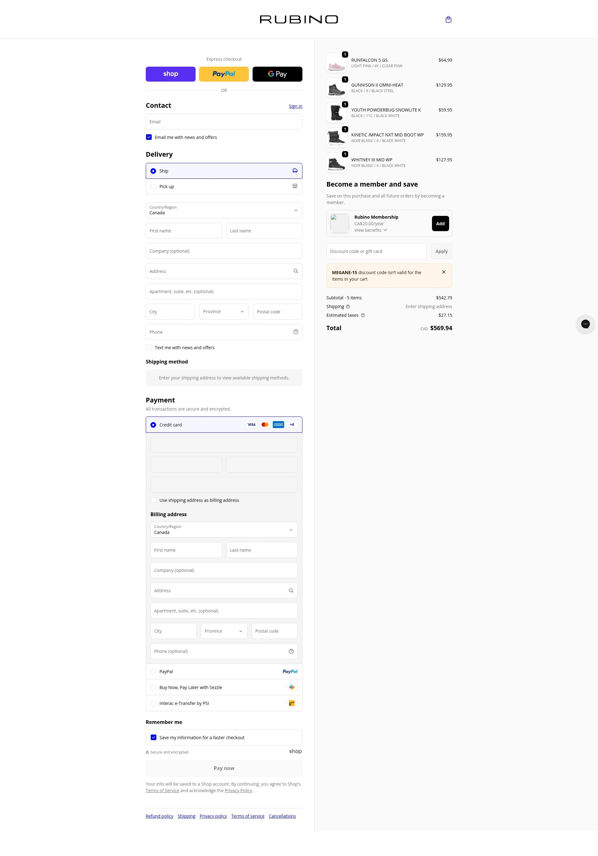 Rubino checkout page showing Rubino promo code box | Screenshot taken by SimplyCodes community member on Jan 1, 2026