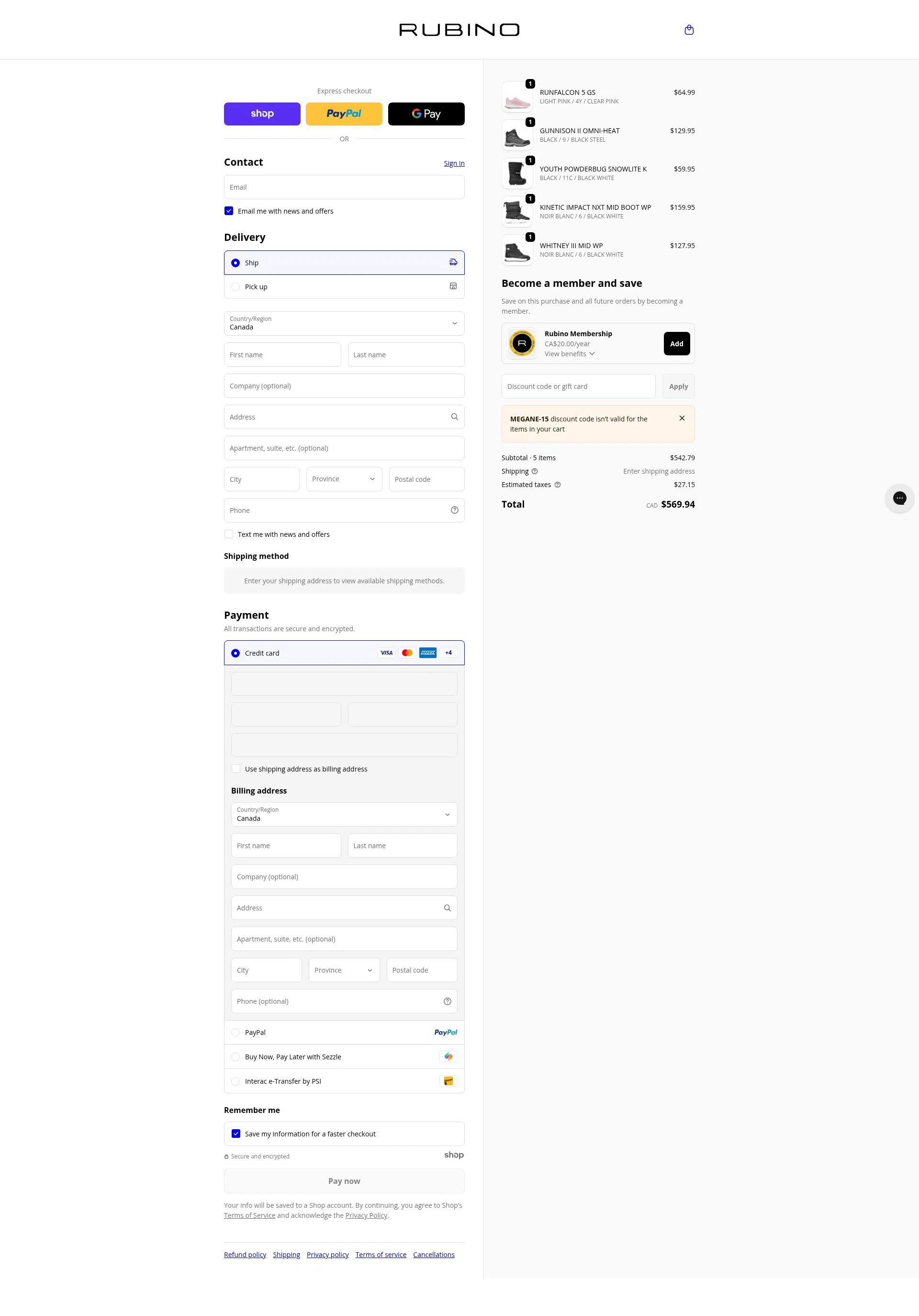 Rubino checkout page showing Rubino promo code box | Screenshot taken by SimplyCodes community member on Dec 27, 2025