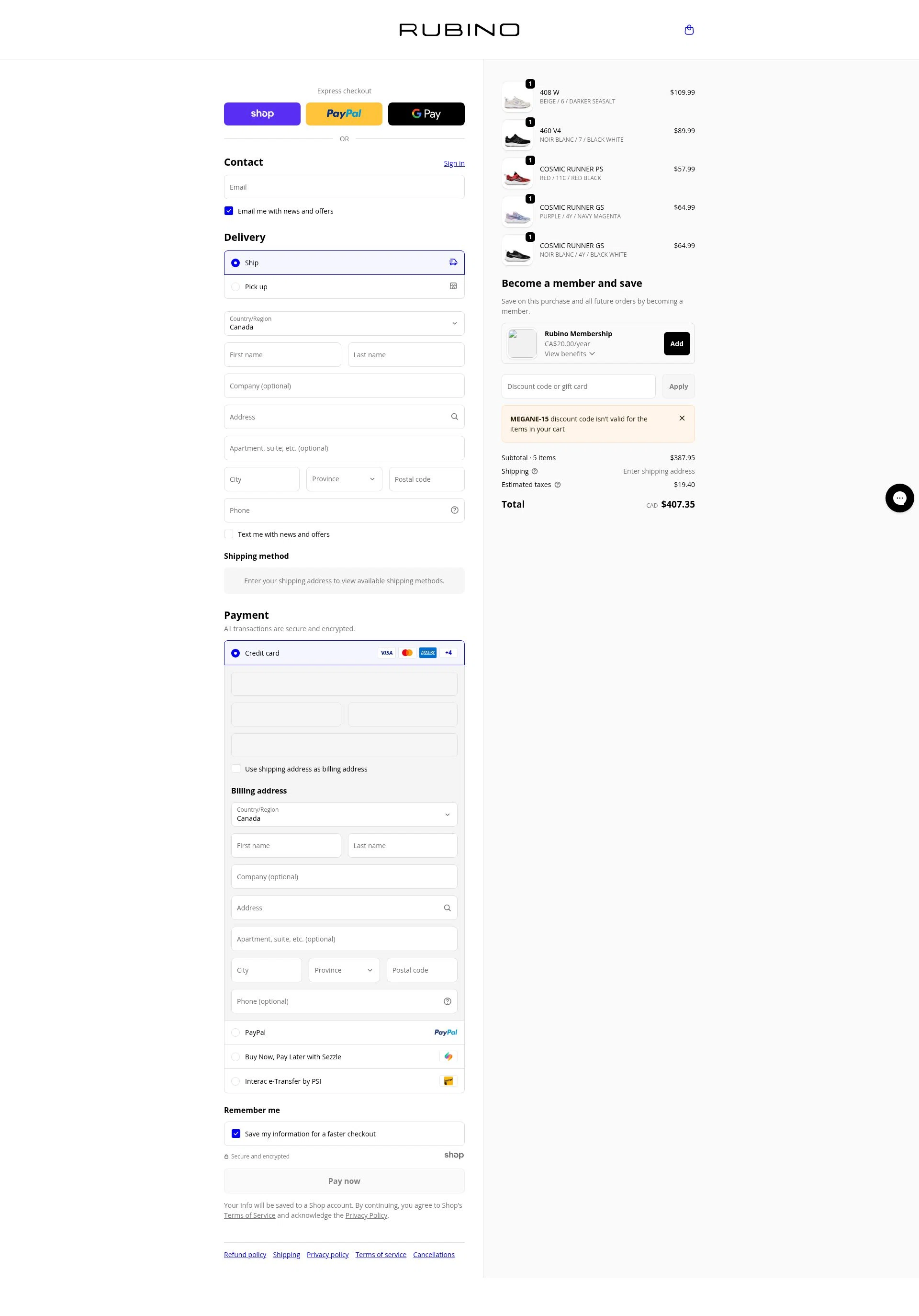 Rubino checkout page showing Rubino promo code box | Screenshot taken by SimplyCodes community member on Jan 21, 2026