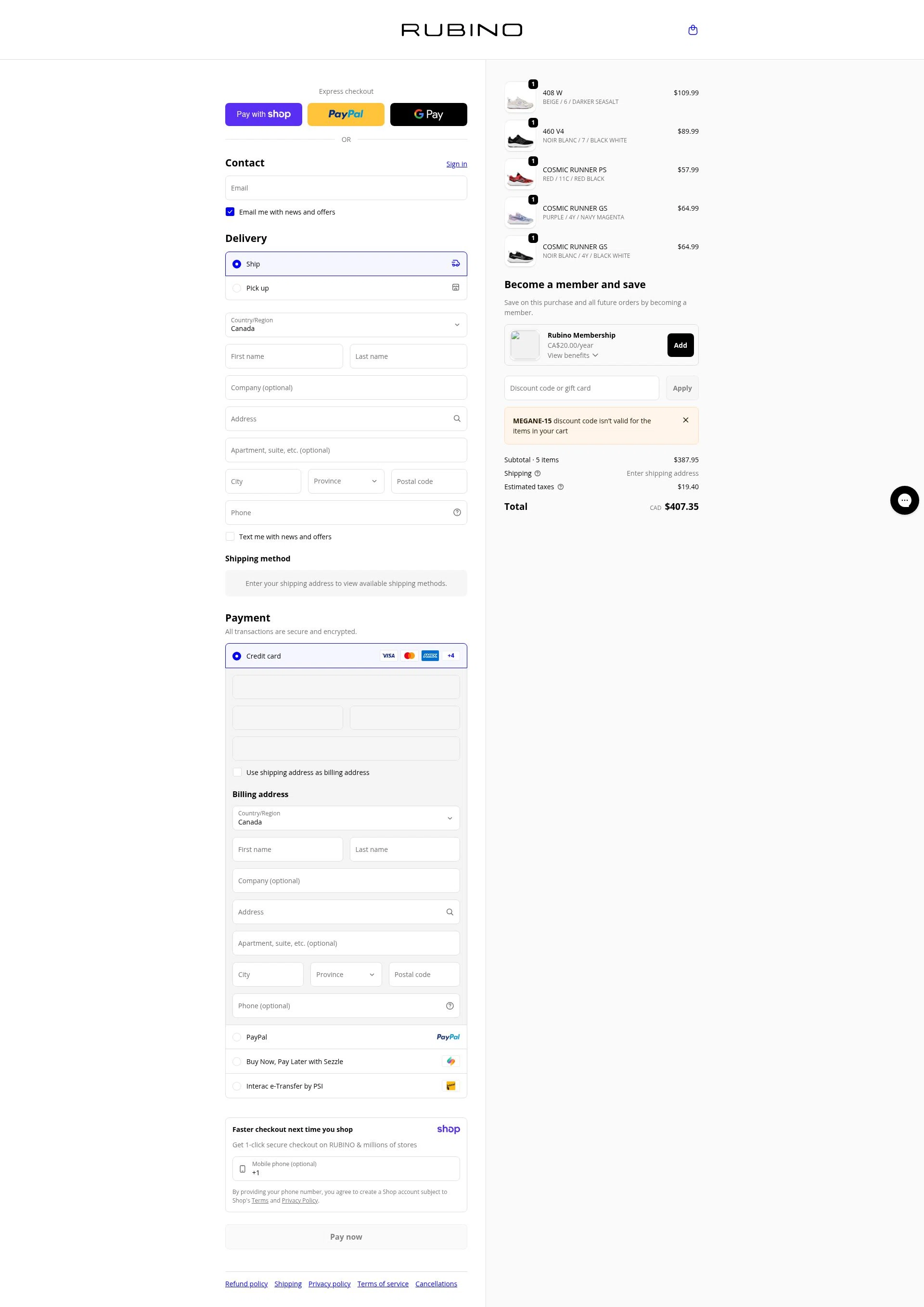 Rubino checkout page showing Rubino promo code box | Screenshot taken by SimplyCodes community member on Jan 11, 2026