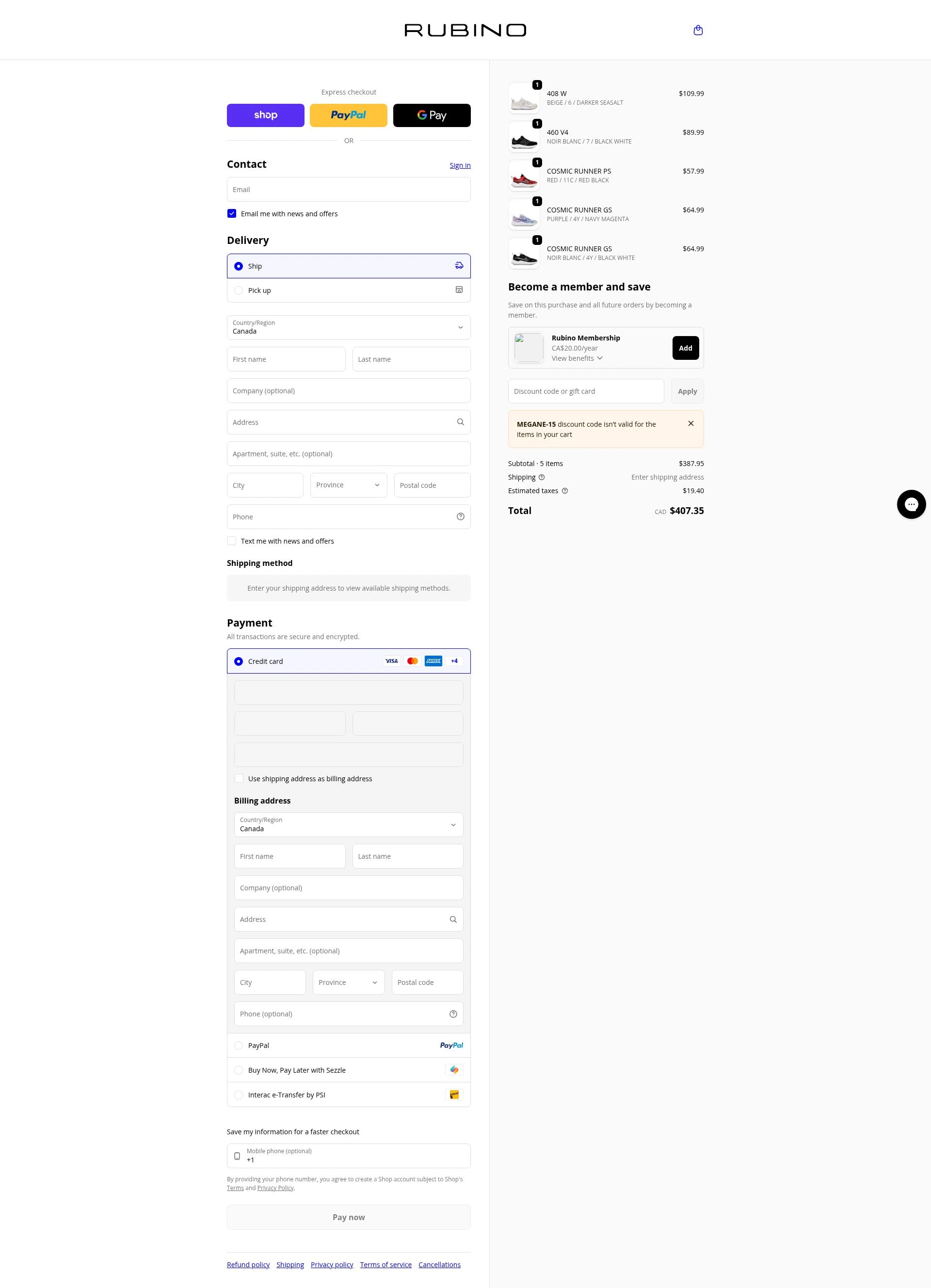 Rubino checkout page showing Rubino promo code box | Screenshot taken by SimplyCodes community member on Jan 16, 2026