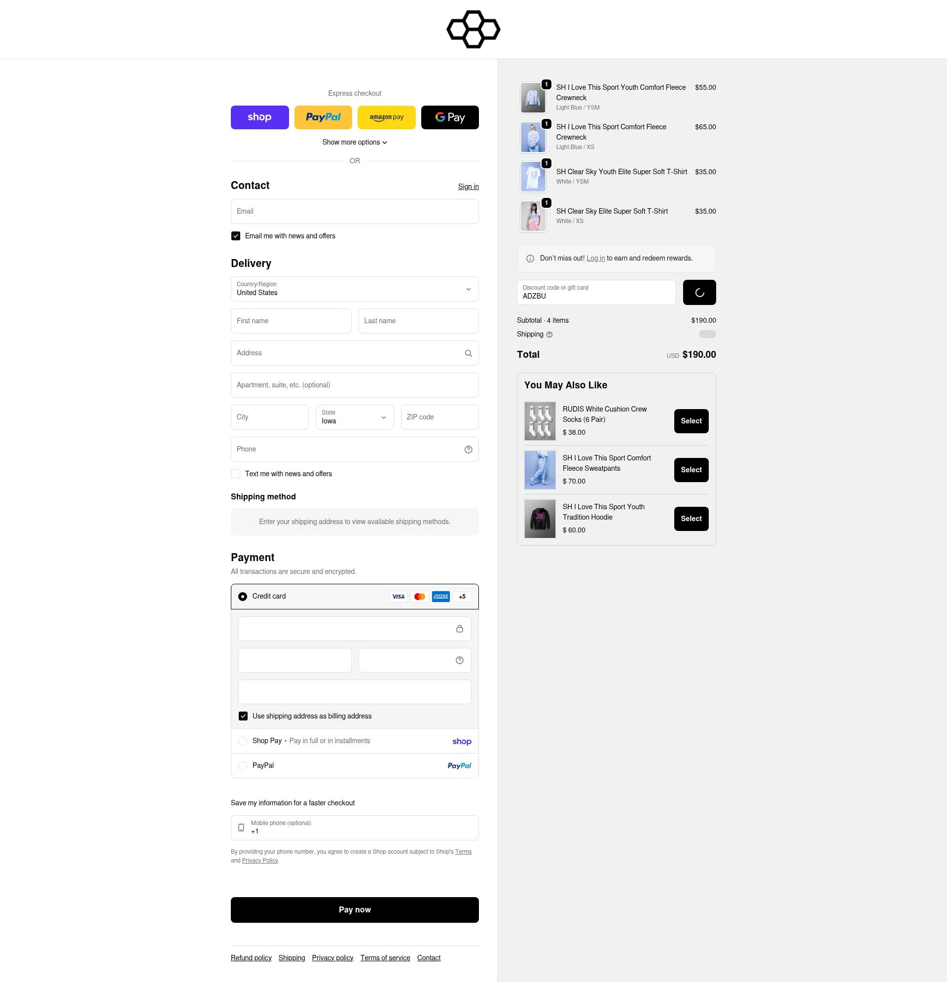 RUDIS Wrestling checkout page showing RUDIS Wrestling discount code box | Screenshot taken by SimplyCodes community member on Feb 13, 2026