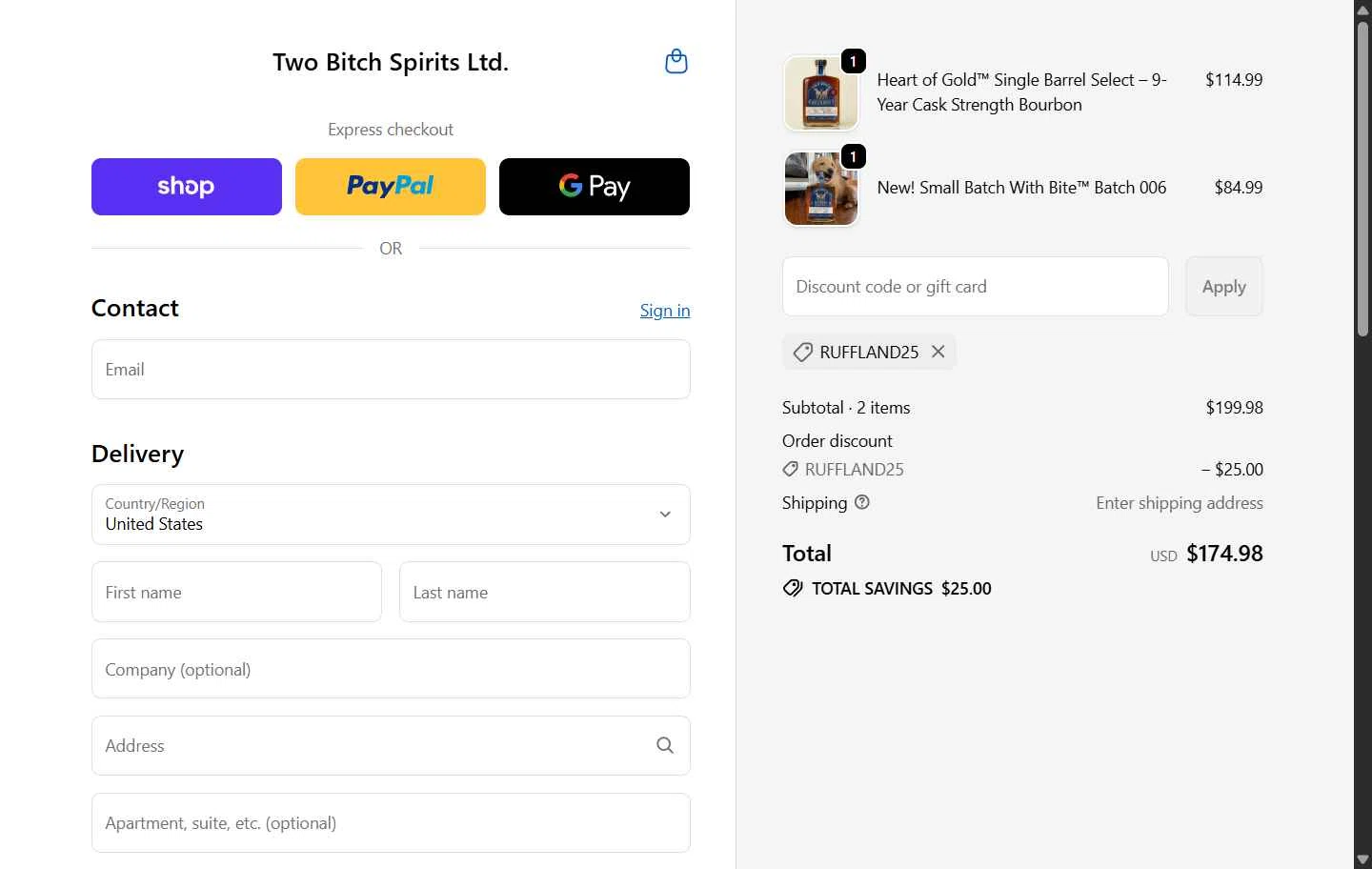 Ruff Land Kennels checkout page showing Ruff Land Kennels promo code box | Screenshot taken by SimplyCodes community member on Dec 26, 2025
