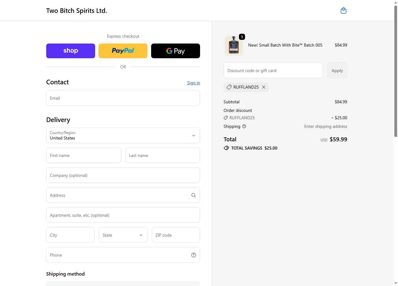 Ruff Land Kennels checkout page showing Ruff Land Kennels promo code box | Screenshot taken by SimplyCodes community member on Oct 29, 2025