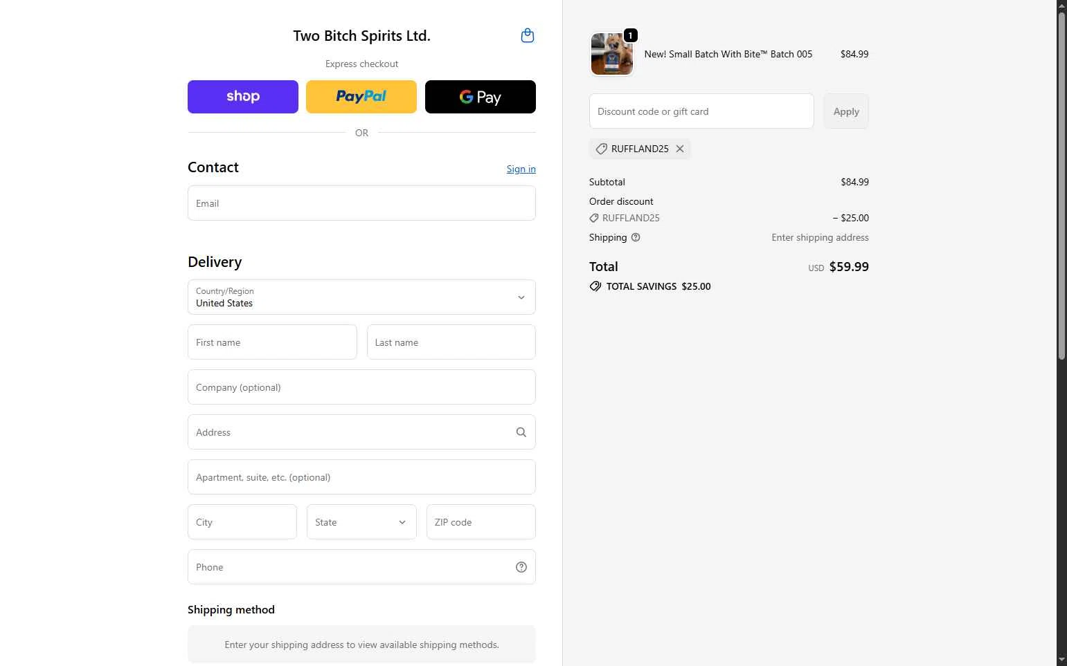 Ruff Land Kennels checkout page showing Ruff Land Kennels promo code box | Screenshot taken by SimplyCodes community member on Dec 1, 2025