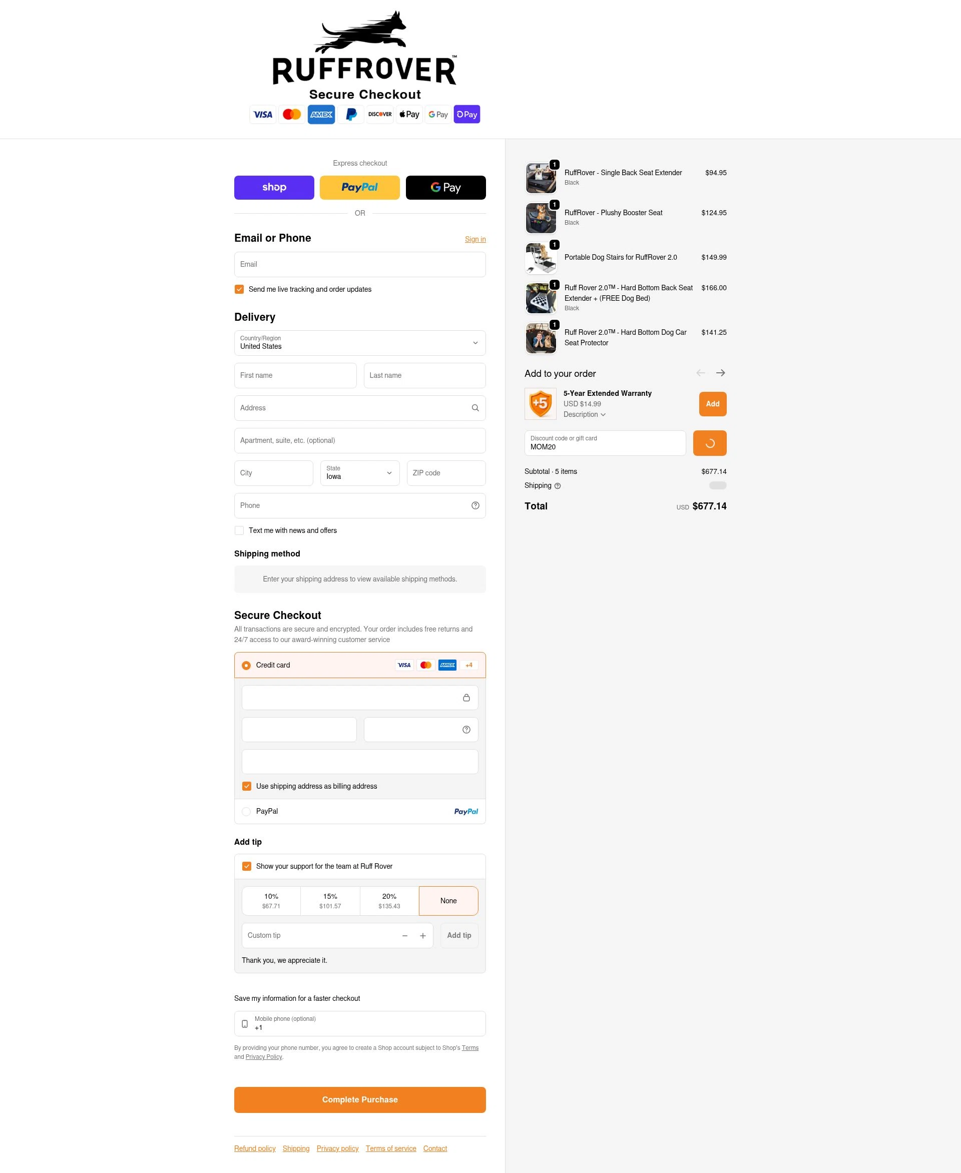 Ruff Rover checkout page showing Ruff Rover discount code box | Screenshot taken by SimplyCodes community member on Jan 31, 2026