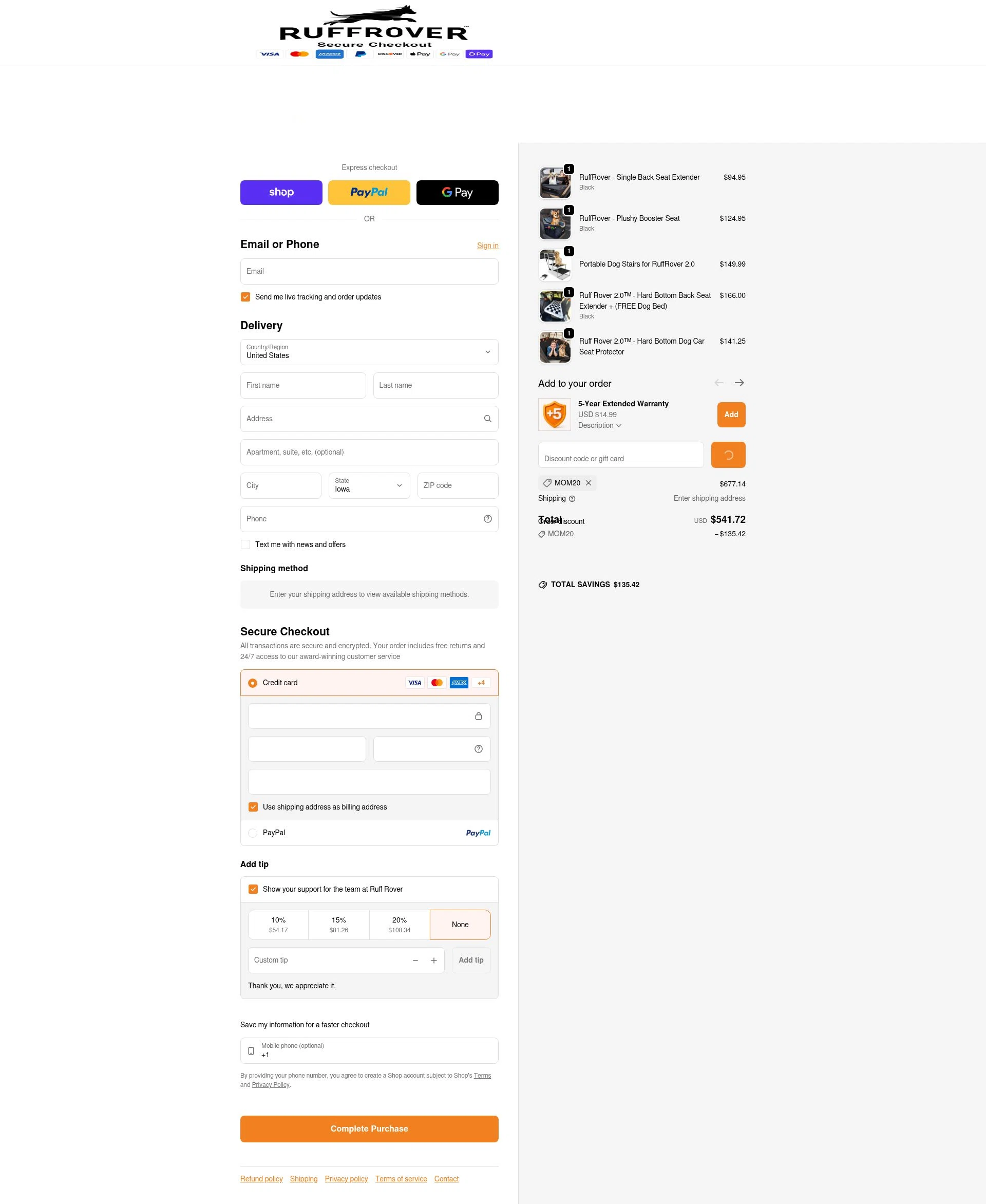 Ruff Rover checkout page showing Ruff Rover discount code box | Screenshot taken by SimplyCodes community member on Feb 4, 2026