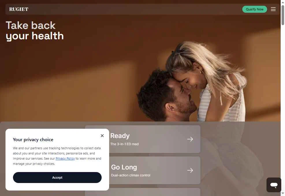 Rugiet Men's Health Clinic checkout page showing Rugiet Men's Health Clinic promo code box | Screenshot taken by SimplyCodes community member on Dec 13, 2025