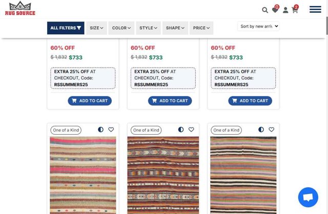 Rugsource checkout page showing Rugsource promo code box | Screenshot taken by SimplyCodes community member on Jul 1, 2025