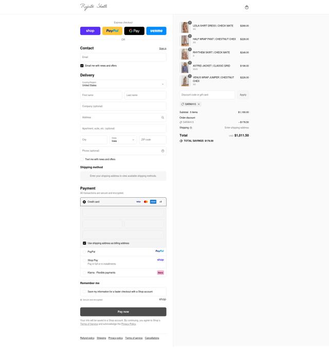 Rujuta Sheth checkout page showing Rujuta Sheth promo code box | Screenshot taken by SimplyCodes community member on Sep 15, 2025