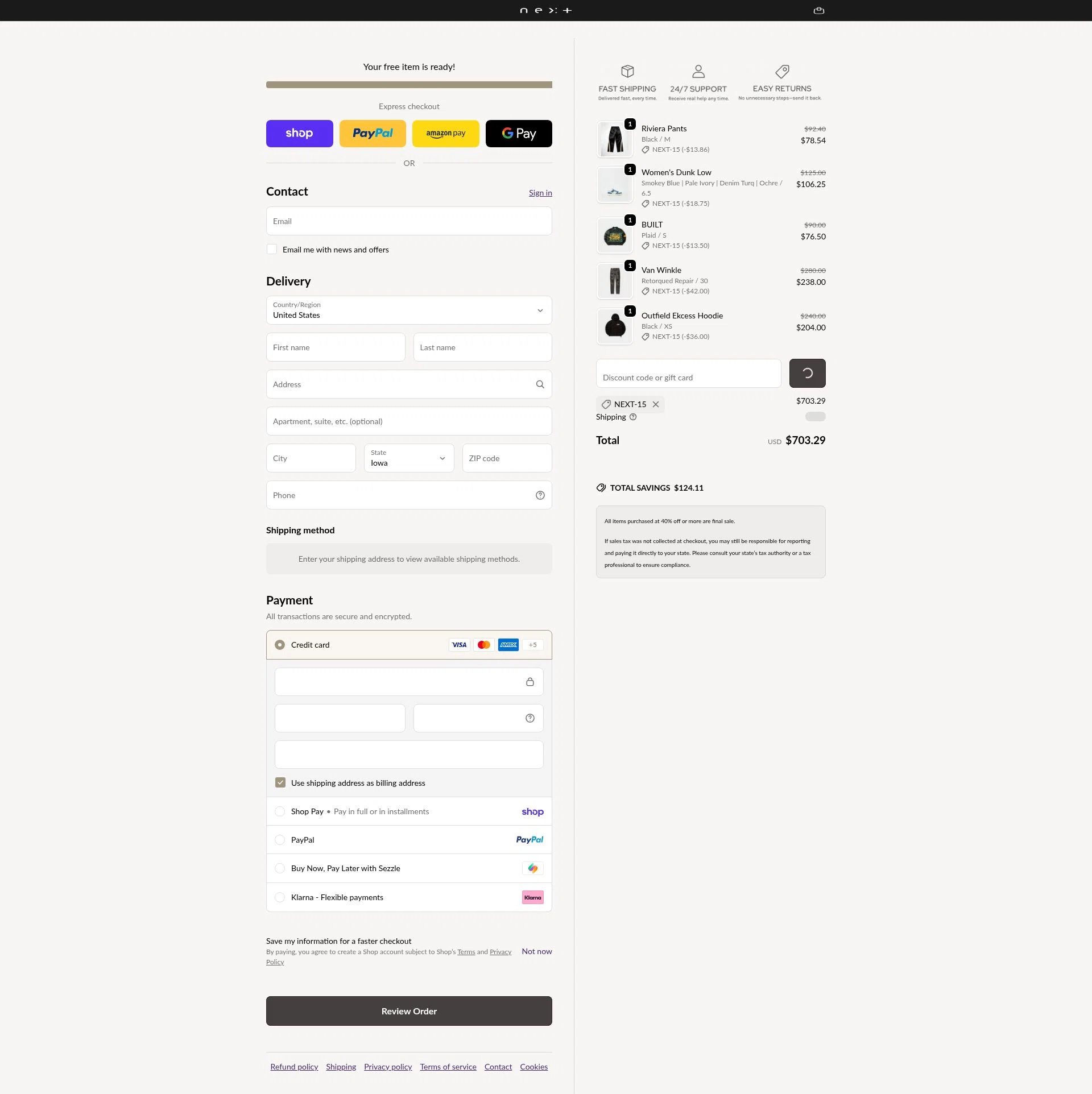 Rule of Next checkout page showing Rule of Next promo code box | Screenshot taken by SimplyCodes community member on Feb 17, 2026