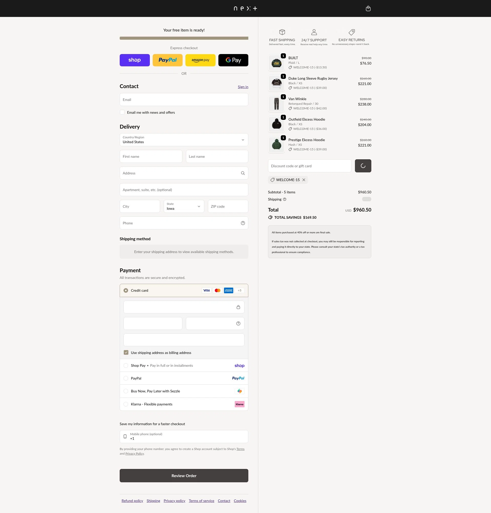 Rule of Next checkout page showing Rule of Next promo code box | Screenshot taken by SimplyCodes community member on Feb 13, 2026