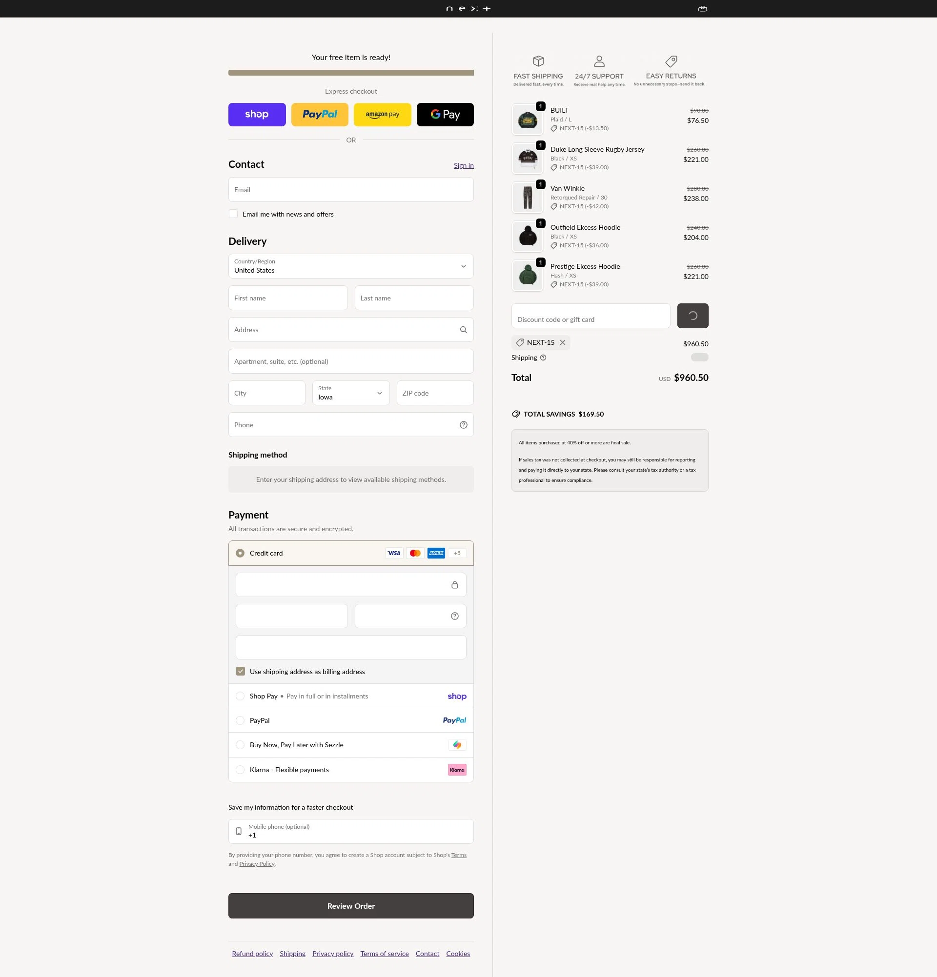 Rule of Next checkout page showing Rule of Next promo code box | Screenshot taken by SimplyCodes community member on Feb 13, 2026