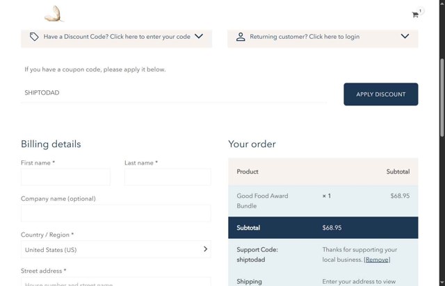 Runamok Maple checkout page showing Runamok Maple discount code box | Screenshot taken by SimplyCodes community member on May 30, 2025