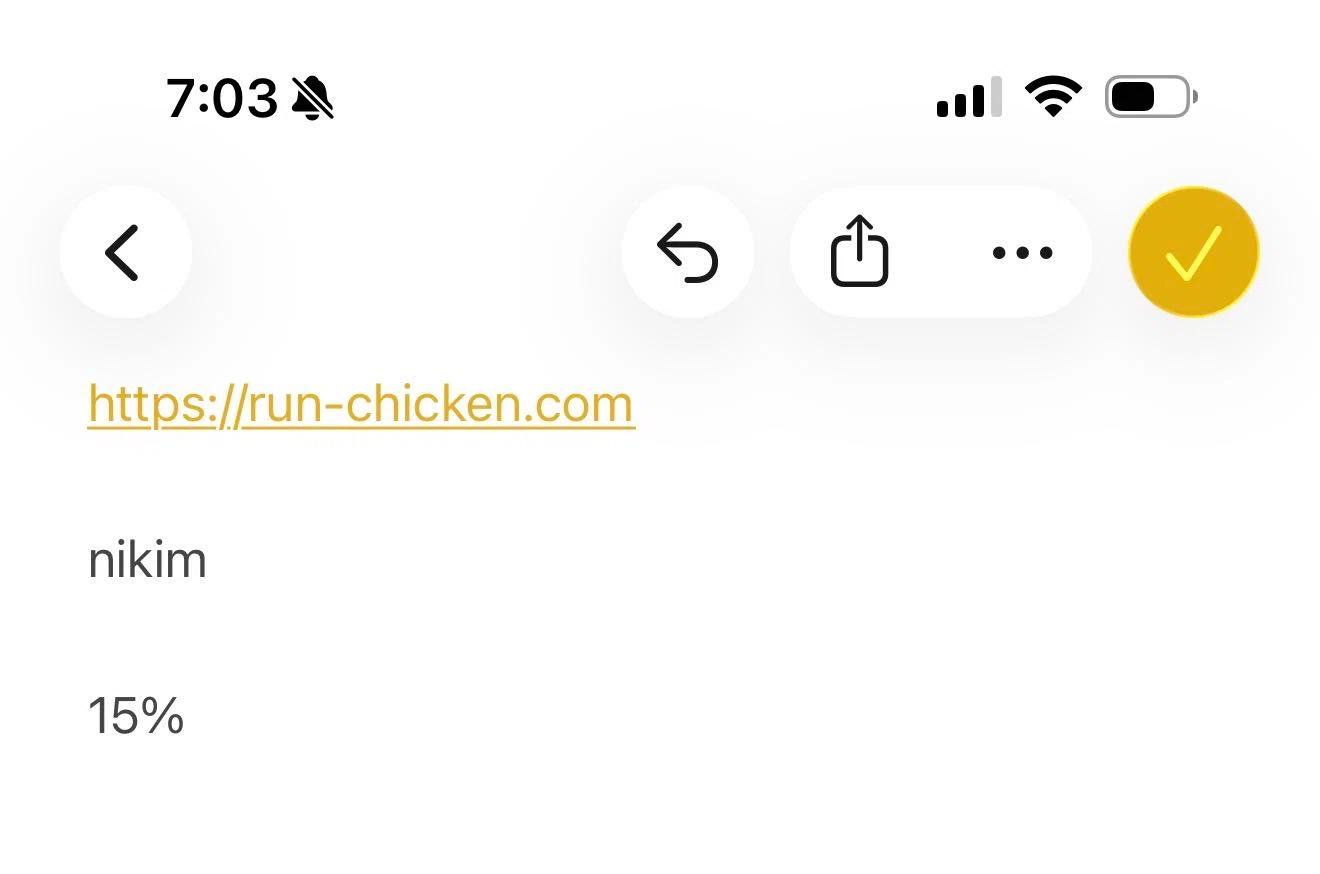 RUN-CHICKEN promo code screenshot showing code nikim applied at RUN-CHICKEN checkout page. Uploaded by SimplyCodes community member ShieldScout4000 on May 30, 2026