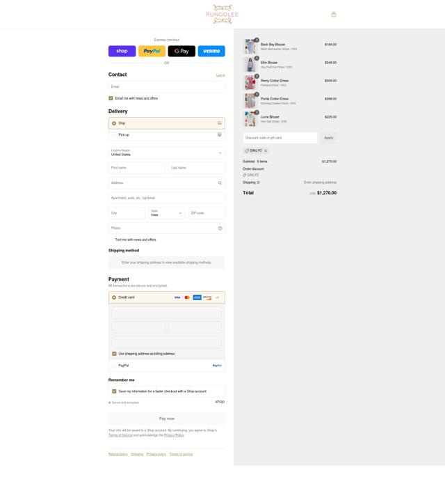 Rungolee checkout page showing Rungolee discount code box | Screenshot taken by SimplyCodes community member on Sep 4, 2025