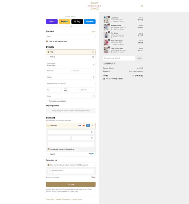 Rungolee checkout page showing Rungolee discount code box | Screenshot taken by SimplyCodes community member on Sep 12, 2025