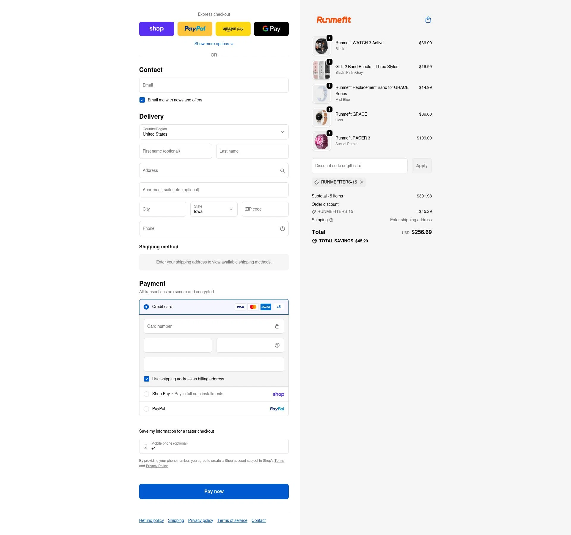 Runmefit checkout page showing Runmefit promo code box | Screenshot taken by SimplyCodes community member on Feb 13, 2026