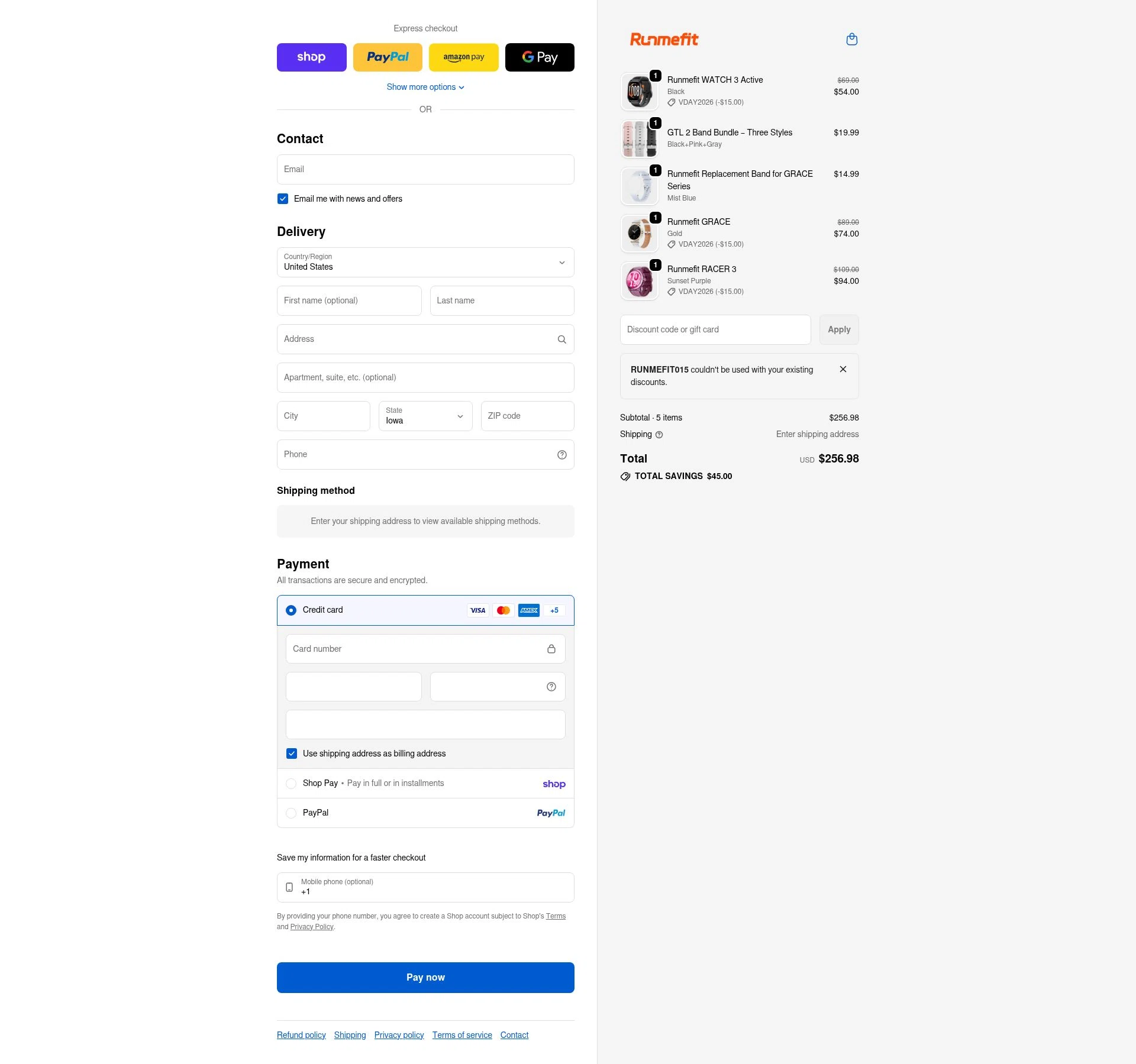 Runmefit checkout page showing Runmefit promo code box | Screenshot taken by SimplyCodes community member on Feb 13, 2026