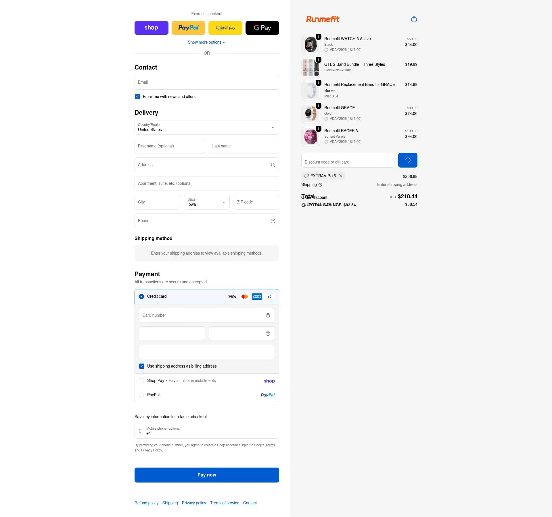 Runmefit checkout page showing Runmefit promo code box | Screenshot taken by SimplyCodes community member on Feb 13, 2026