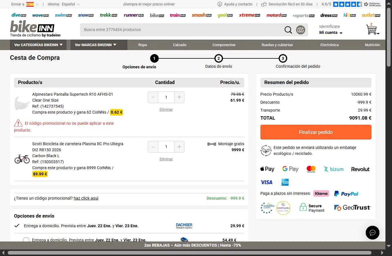 RunnerINN checkout page showing RunnerINN promo code box | Screenshot taken by SimplyCodes community member on Jan 13, 2026