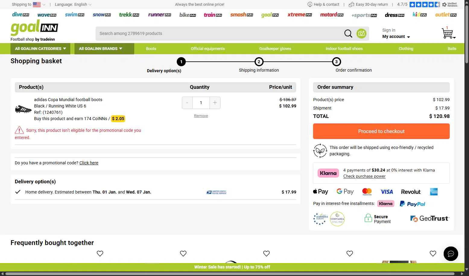 RunnerINN checkout page showing RunnerINN promo code box | Screenshot taken by SimplyCodes community member on Dec 26, 2025