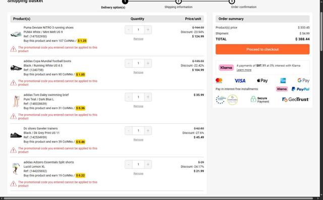 RunnerINN checkout page showing RunnerINN promo code box | Screenshot taken by SimplyCodes community member on Sep 28, 2025